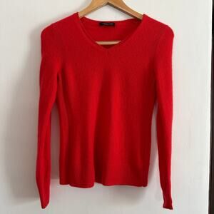 SAKS FIFTH AVENUE | Red Cashmere V Neck Sweater Slim Fit Size Small